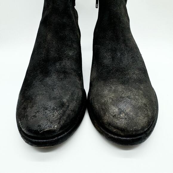 Frye Carson Piping Boho Bootie Distressed Ankle Boot In Black Suede Size 7.5 - Picture 4 of 12